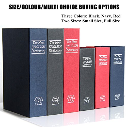 Book Safe with Combination Lock - Jssmst Home Dictionary Diversion Metal Safe Lock Box for Home Office Code Lock Money Box High Capacity, 9.5 x 6.2 x 2.2 inch, SM-BS0402L, black large