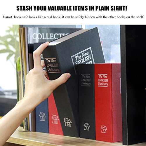 Book Safe with Combination Lock - Jssmst Home Dictionary Diversion Metal Safe Lock Box for Home Office Code Lock Money Box High Capacity, 9.5 x 6.2 x 2.2 inch, SM-BS0402L, black large