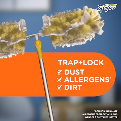 Swiffer 360 Ceiling Fan Duster with Extension Pole, Dusters for Cleaning, Starter Kit with 6 Heavy Duty Refills