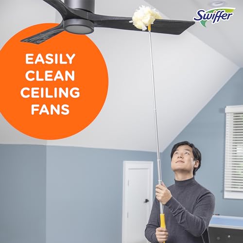 Swiffer 360 Ceiling Fan Duster with Extension Pole, Dusters for Cleaning, Starter Kit with 6 Heavy Duty Refills