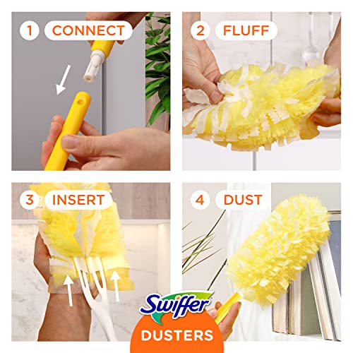 Swiffer 360 Ceiling Fan Duster with Extension Pole, Dusters for Cleaning, Starter Kit with 6 Heavy Duty Refills