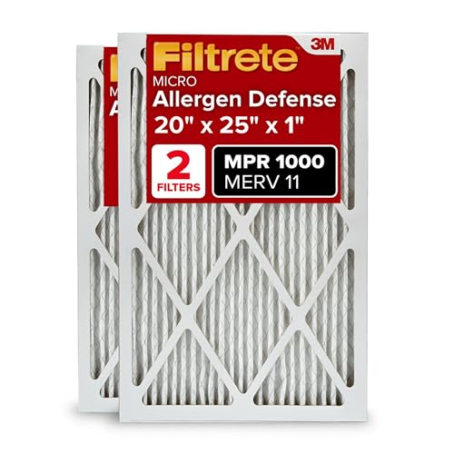 Filtrete 20x25x1, AC Furnace Air Filter, MPR 1000, Micro Allergen Defense, 2-Pack (exact dimensions 19.688 x 24.688 x 0.84)