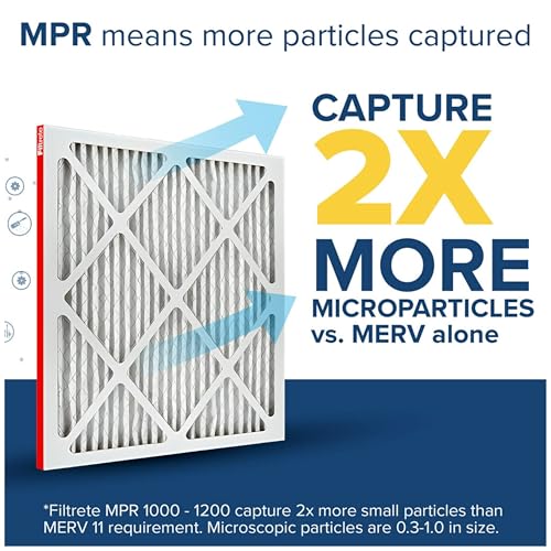 Filtrete 20x25x1, AC Furnace Air Filter, MPR 1000, Micro Allergen Defense, 2-Pack (exact dimensions 19.688 x 24.688 x 0.84)