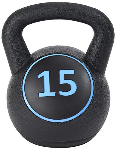 BalanceFrom Wide Grip Kettlebell Exercise Fitness Weight Set, Includes 5 lbs, 10 lbs, 15 lbs, Black