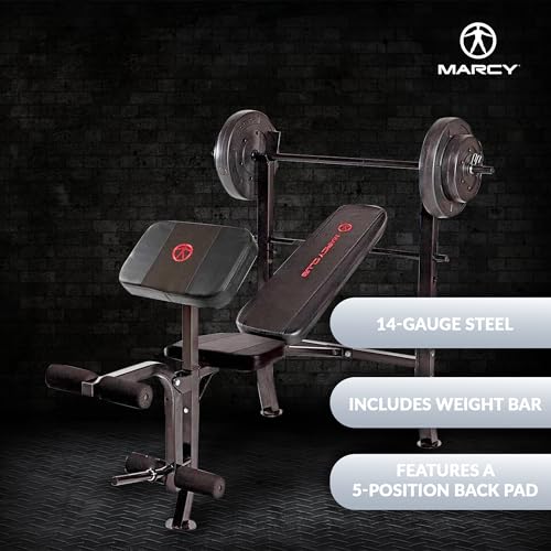 Marcy Standard Weight Bench with 80 lbs Vinyl-Coated Weight Set MKB-2081