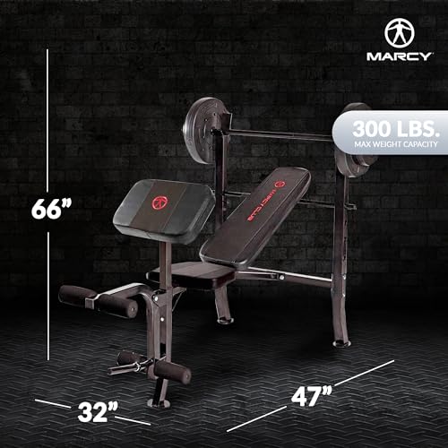 Marcy Standard Weight Bench with 80 lbs Vinyl-Coated Weight Set MKB-2081