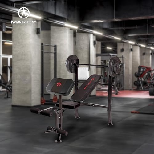 Marcy Standard Weight Bench with 80 lbs Vinyl-Coated Weight Set MKB-2081