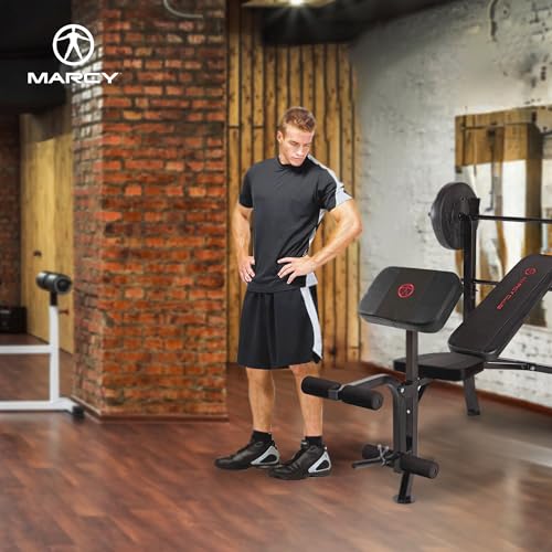 Marcy Standard Weight Bench with 80 lbs Vinyl-Coated Weight Set MKB-2081