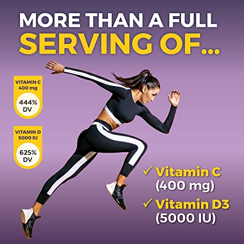 Viva Naturals Sambucus Elderberry with Vitamin C, Zinc, Vitamin D3 5000 IU & Ginger (120 Capsules) - Antioxidant & Immune Support Supplement, 2 Month Supply - 5 in 1 Black Elderberry for Adults