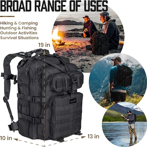 24BattlePack Tactical Backpack | 1 to 3 Day Assault Pack | Combat Veteran Owned Company |40L Bug Out Bag (Black)