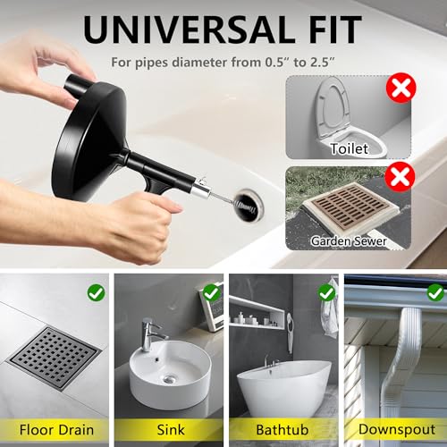 Drainsoon Auger 25 Foot, Plumbing Snake Drain Auger Sink Auger Hair Clog Remover, Heavy Duty Pipe Snake for Bathtub Drain, Bathroom Sink, Kitchen and Shower, Snake Drain Cleaner Comes with Gloves
