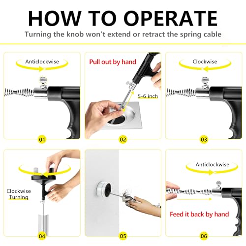 Drainsoon Auger 25 Foot, Plumbing Snake Drain Auger Sink Auger Hair Clog Remover, Heavy Duty Pipe Snake for Bathtub Drain, Bathroom Sink, Kitchen and Shower, Snake Drain Cleaner Comes with Gloves