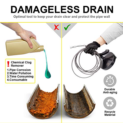 Drainsoon Auger 25 Foot, Plumbing Snake Drain Auger Sink Auger Hair Clog Remover, Heavy Duty Pipe Snake for Bathtub Drain, Bathroom Sink, Kitchen and Shower, Snake Drain Cleaner Comes with Gloves