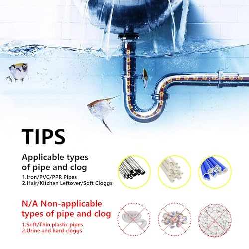 Drainsoon Auger 25 Foot, Plumbing Snake Drain Auger Sink Auger Hair Clog Remover, Heavy Duty Pipe Snake for Bathtub Drain, Bathroom Sink, Kitchen and Shower, Snake Drain Cleaner Comes with Gloves