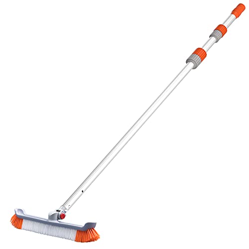 AgiiMan Swimming Pool Brushes with Pole -18 Polished Nylon Bristles Pool Brush Head, 12ft Designed for Cleans Walls, Tiles & Floors Effortlessly