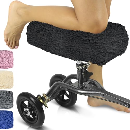 Vive Knee Scooter Pad Cover - Plush Adult Sheepskin Memory Foam Cushion, Walker Accessory for Knee Roller, Padded Accessories, Leg Cart Improves Comfort During Injury, Fits Most Knee Scooters