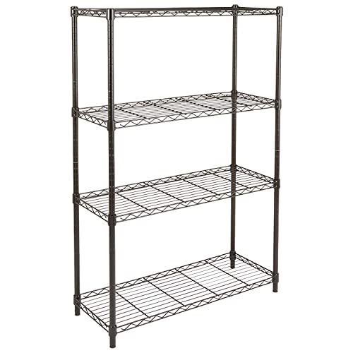 Amazon Basics 4-Shelf Adjustable, Heavy Duty Storage Shelving Unit (350 lbs loading capacity per shelf), Steel Organizer Wire Rack, Black (36L x 14W x 54H)