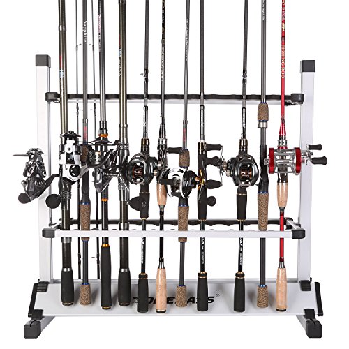 One Bass Fishing Rod Rack Metal Aluminum AlloyPortable Fishing Rod Holder Fishing Rod Organizer for All Type Fishing Pole, Hold Up to 24 Rods