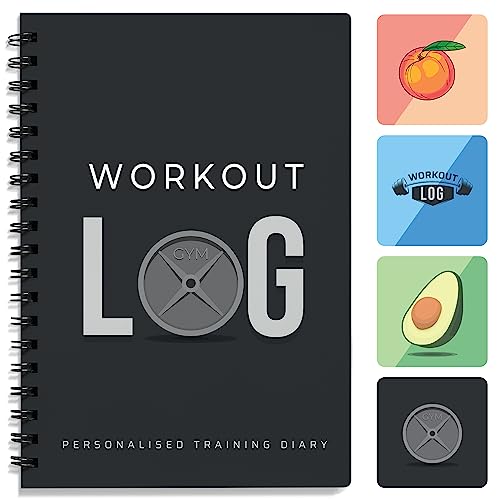 Workout Log Gym - 6 x 8 Inches - Gym, Fitness and Training Diary- Set Goals, Track 100 Workouts and Record Progress - Charcoal Gray