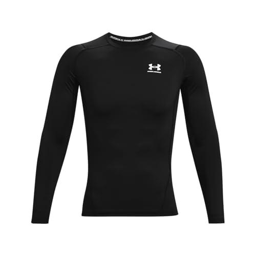 Under Armour Men's Armour HeatGear Compression Long-Sleeve T-Shirt , Black (001)/White, Large