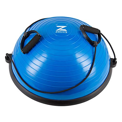 Z ZELUS Balance Ball Trainer Half Yoga Exercise Ball with Resistance Ban