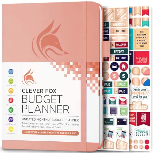 Clever Fox Budget Planner - Undated - Expense Tracker Notebook. Monthly Budgeting Journal, Finance Planner & Accounts Book to Take Control of Your Money. Start Anytime. A5 Size Peach Pink Hardcover