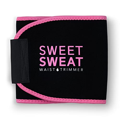 Sweet Sweat Waist Trimmer, by Sports Research - Sweat Band Increases Stomach Temp to Cut Water Weight Black/Pink