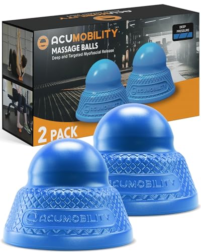 Acumobility Deep Flat-Base Trigger Point Ball 2 Pack - Chiropractor Designed Foot Massage Ball Roller - Physical Therapy Ball & Lacrosse Balls for Athletes, Made in USA