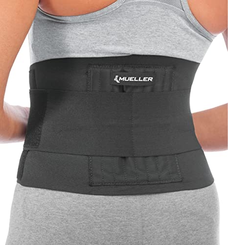 Mueller Sports Medicine Adjustable Back Brace, Back Support, for Men and Women, Black, One Size