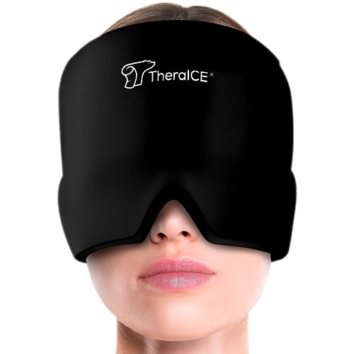 TheraICE Rx Form Fitting Gel Ice Headache / Migraine Relief Hat, Cold Therapy Migraine Relief Cap / Migraine Ice Head Wrap Ice Pack Mask, Cold Compress Headache Relief Cap for Tension, Sinus & Stress