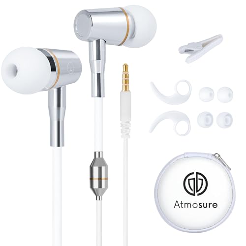 Atmosure Anti-Radiation Air Tube Headphones with Carry Case (99% EMF Reduction) â Safe, Radiation-Free Earbuds with Microphone â Cell Phone Protection for iPhone & Other Devices