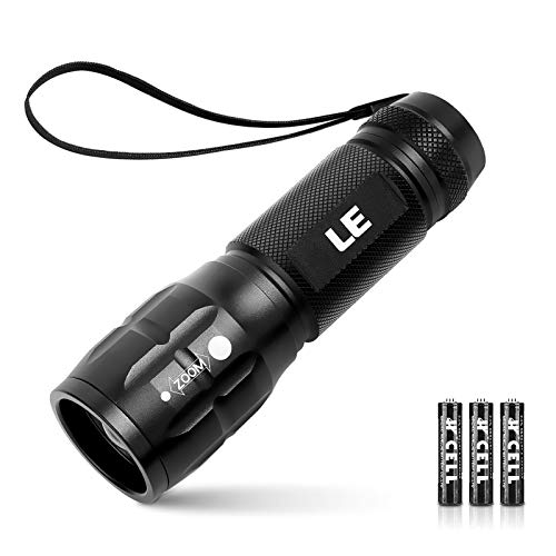 LE LED Flashlight LE1000 High Lumens, Small and Extremely Bright Flash Light, Zoomable, Water Resistant, Adjustable Brightness for Camping, Running, Emergency, AAA Batteries Included