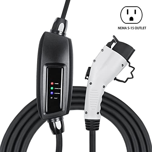 Lectron NEMA 5-15 Level 1 EV Charger - 110V 16 Amp with 21 ft Extension Cord - Compatible with J1772 EVs