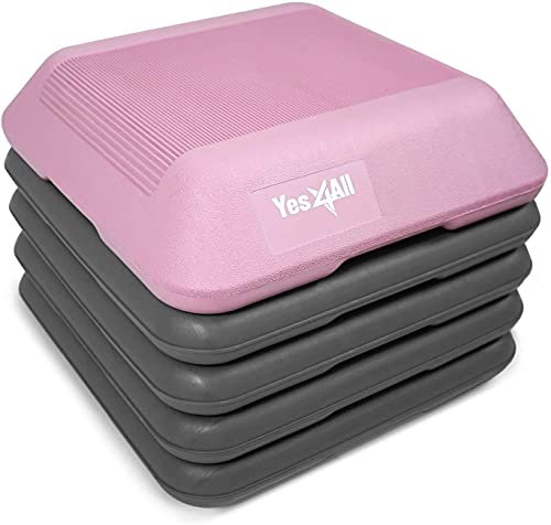 Yes4All 16" x 16" Adjustable High Step Aerobic Platform with 4 Risers (Pink-Grey)
