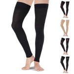 Mojo Compression Stockings for Circulation Leg 20-30mmHg- Unisex Thigh-Hi Leg Sleeve With Grip Top Firm Graduated Support Black X-Large A609BL4