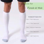 3 Pairs Compression Socks for Women and Men 20-30mmHg-- Support Socks for Travel, Running, Nurse, Medical BLACK+WHITE+GREY S/M