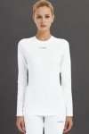 COOLOMG Women's Compression Shirts Crewneck Long Sleeve Cool Dry Base Layer Top White Medium