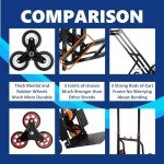 Mecete Hand Truck Dolly â Stair Climbing Cart, Stair Climber Cart 460 Lb Capacity All Terrain Stair Dolly Heavy Duty with Telescoping Handle and 6 Wheels (Black) Hand Truck 2 Climbing Ropes