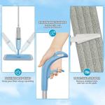 MEXERRIS Microfiber Spray Mop for Floor Cleaning Wet Dry, 360 Degree Spin Microfiber Dust Kitchen Mop with 410ML Refillable Bottle Include 3 Microfiber Reusable Pads and 1 Scrubber