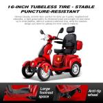 Heavy Duty Mobility Scooters for Seniors & Adults 500lbs Capacity - Electric Powered Wheelchair Device - 600W All Terrain Recreational Mobility Scooter for Travel, Elderly-Full LED Lighting- Red