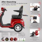 Heavy Duty Mobility Scooters for Seniors & Adults 500lbs Capacity - Electric Powered Wheelchair Device - 600W All Terrain Recreational Mobility Scooter for Travel, Elderly-Full LED Lighting- Red