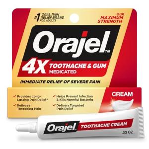 Orajel 4X for Toothache & Gum Pain: Severe Cream Tube 0.33oz- from #1 Oral Pain Relief Brand- Orajel for Instant Pain Relief