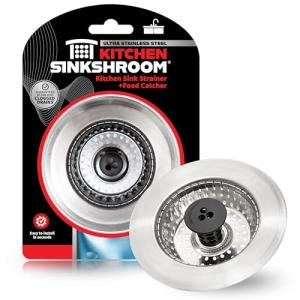 Kitchen SinkShroom Revolutionary Clog-Free Stainless Steel Sink Strainer, Chrome gray