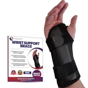 Carpal Tunnel Wrist Brace Night Support - Wrist Splint Arm Stabilizer & Hand Brace for Carpal Tunnel Syndrome Pain Relief with Compression Sleeve for Forearm or Wrist Tendonitis Pain Treatment (Right)