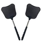 Foxany Telescopic Fly Swatters, Durable Plastic Fly Swatter Heavy Duty Set, Telescopic Flyswatter with Stainless Steel Handle for Indoor/Outdoor/Classroom (2 Pack)