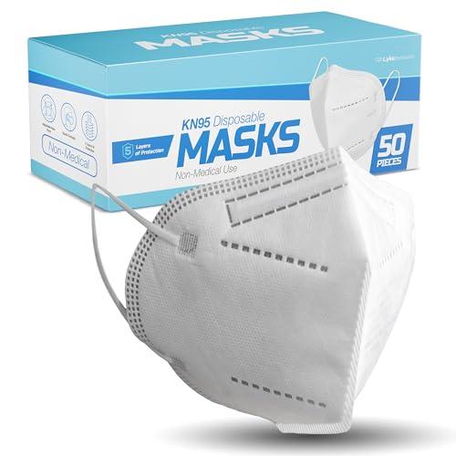 Lyka Distribution KN95 Face Masks - 50 Pack - 5 Layer Protection Breathable KN95 Face Mask - Filtration>95% with Comfortable Elastic Ear Loop | Non-Woven Polypropylene Fabric