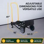 Harper Trucks Lightweight 400 lb Capacity Glass Filled Nylon Plastic Convertible Hand Truck and Dolly