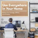 Fedmax Work Bench - 48" Rolling Portable Workbench for Garage - Metal with Acacia Hardwood Top, Adjustable Legs