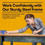 Fedmax Work Bench - 48" Rolling Portable Workbench for Garage - Metal with Acacia Hardwood Top, Adjustable Legs