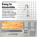 Fedmax Work Bench - 48" Rolling Portable Workbench for Garage - Metal with Acacia Hardwood Top, Adjustable Legs